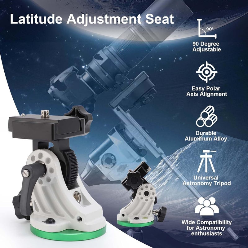 VINGVO Telescope Base,Latitude Adjustment Seat Aluminum Alloy Telescope Base Equatorial for Astronomy Telescope Equatorial Wedge Instrument Latitude Base, Universal Tripod for Telescope with 3/8" Thread - Image 2